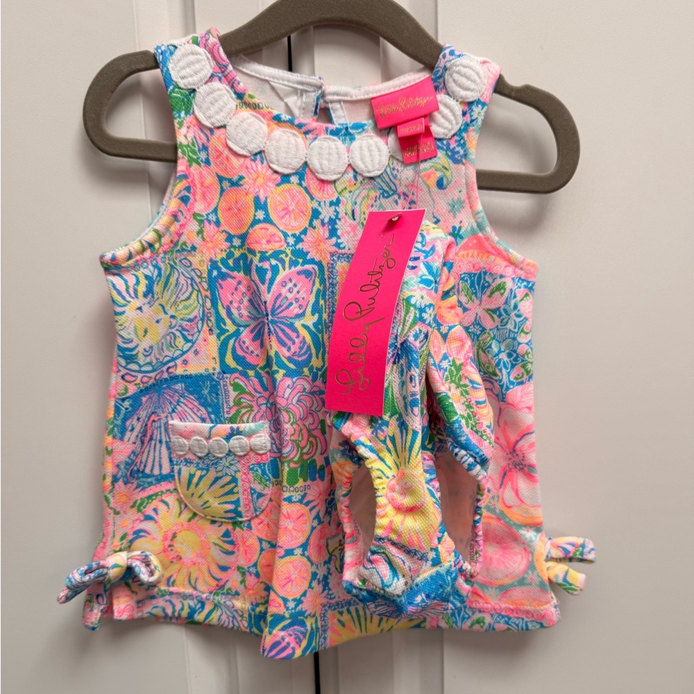NEW Lilly Pulitzer Patch My Drift Girls Multicolor Tropical Print Dress